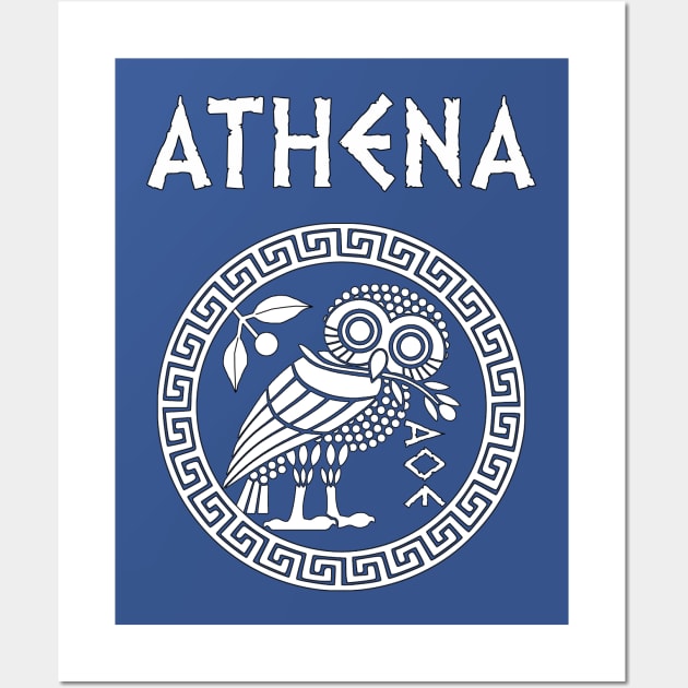 Athena Greek Goddess of Wisdom and War Athenian Owl Symbol Wall Art by AgemaApparel